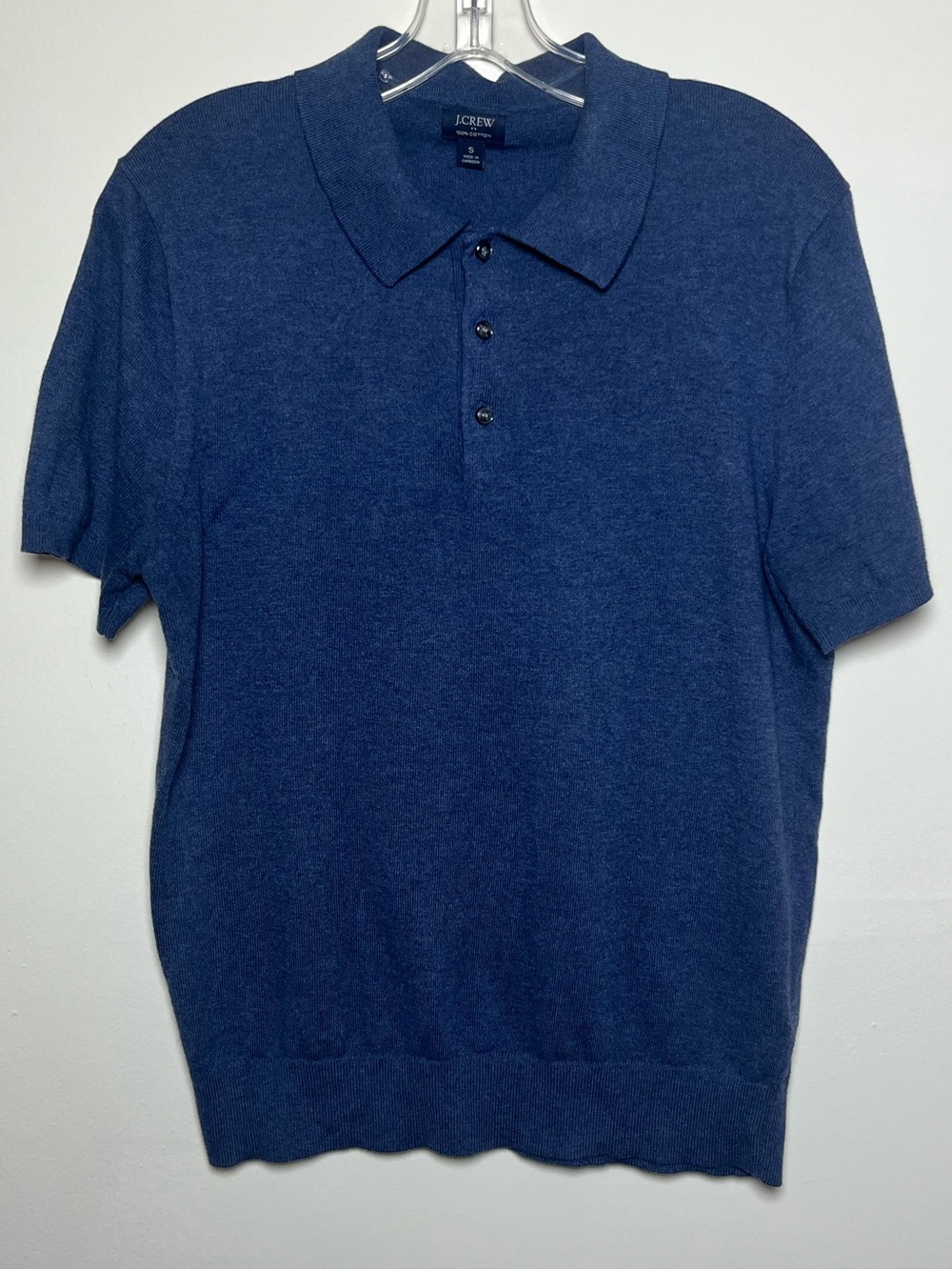 J. Crew Men's Short-Sleeve Cotton Polo in Deep Blue